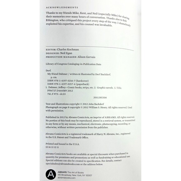 MY Friend Dahmer by Derf Backderf 2012 Abrams ComicArts Paperback Graphic Novel - Picture 6 of 9